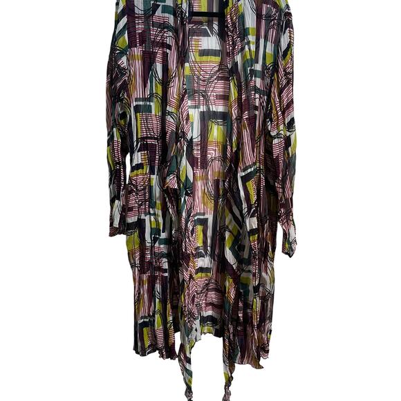 Units Sheer Long Line Artsy Tie Front Cover Up Cardigan Women's Sz X-Large - Picture 4 of 9